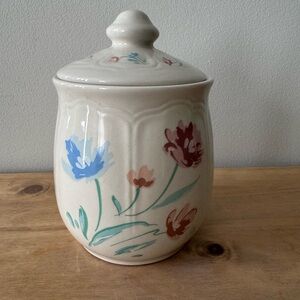 Vintage Floral Ceramic Jar with Lid